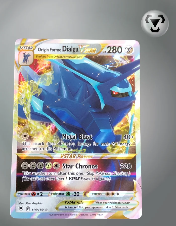 Carta Pokémon Origin Forme Dialga VSTAR 114/189 (Astral Radiance) + Toploader TitanCards